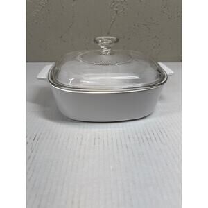 CORNING WARE A-2-B All White Casserole Dish‎ With Glass Lid